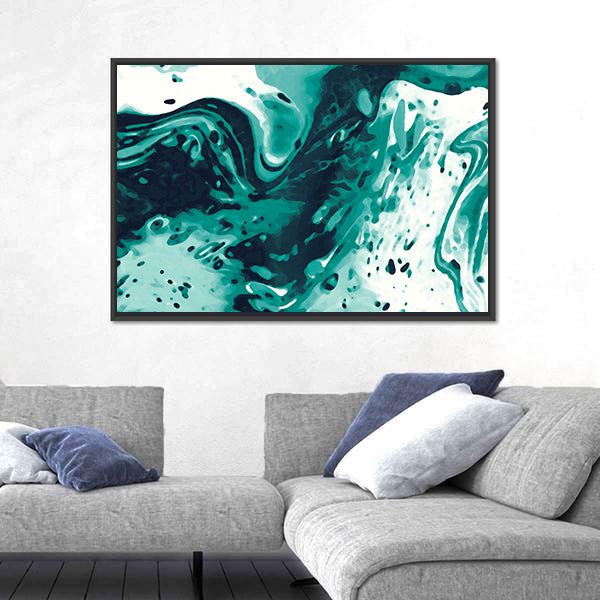 Turquoise Fluid Marbling Canvas Wall Art