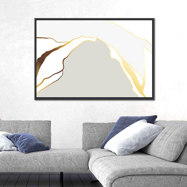 Minimal Marble Peak with Gold Accents Canvas Wall Art