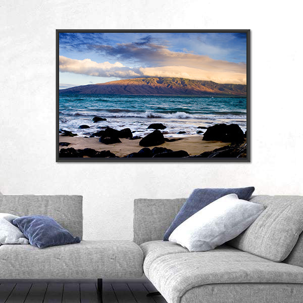 Oahu Coastline with Volcanic Rocks Canvas Wall Art