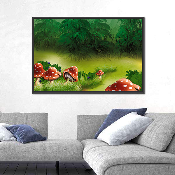 Fly Agaric Mushroom Illustration Canvas Wall Art