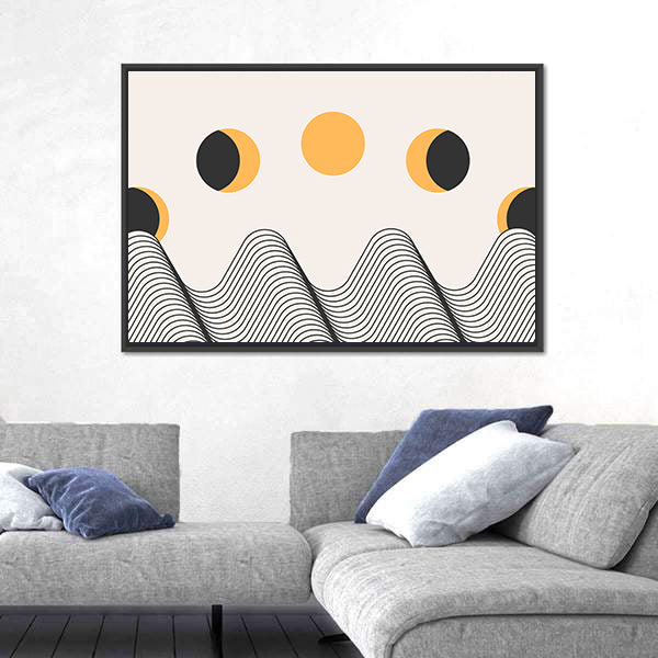 Minimalist Moon Cycle Canvas Wall Art