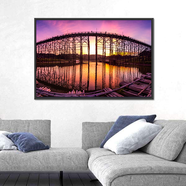 Mon Bridge At Sunset Canvas Wall Art