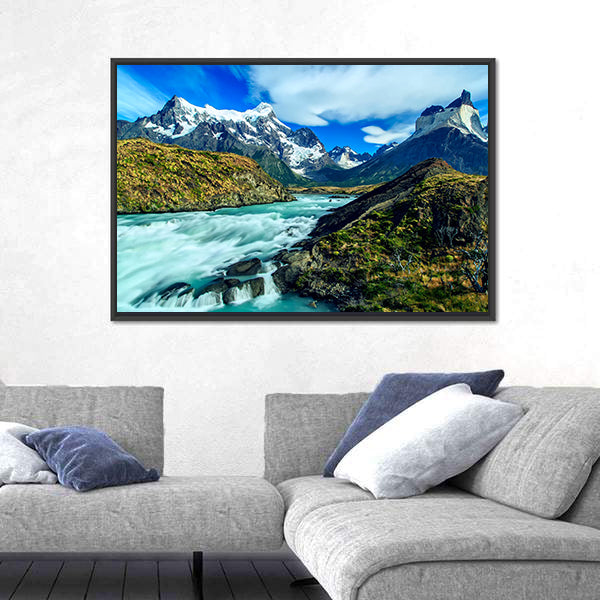Luxury River Mountain Canvas Wall Art