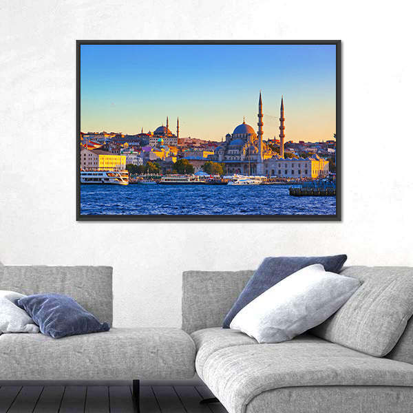 Istanbul Cityscape At Sunset Canvas Wall Art