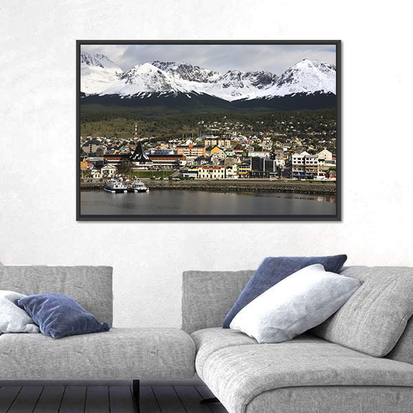 Ushuaia Harbor with Snow-capped Peaks Canvas Wall Art