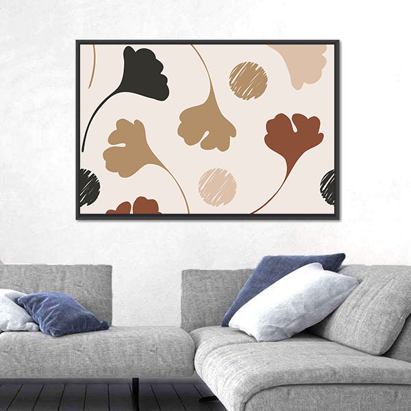 Natural Ginkgo Leaf Silhouettes Canvas Wall Art