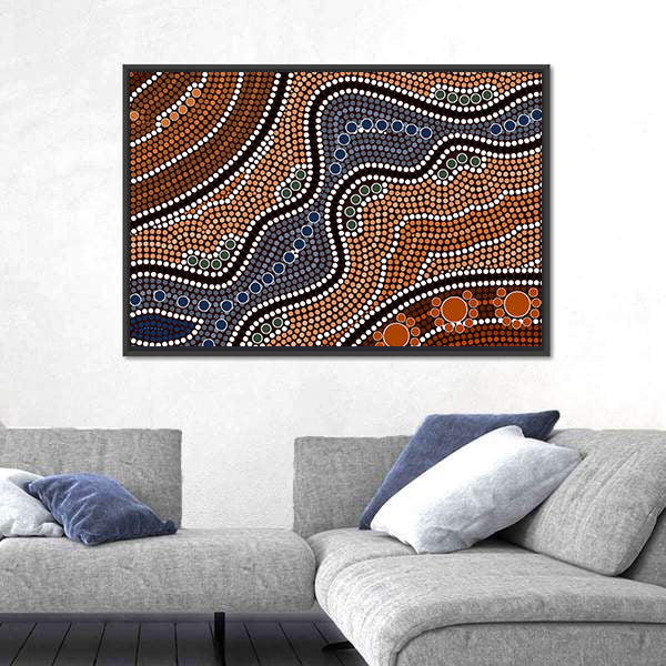 Dotted Style River Canvas Wall Art