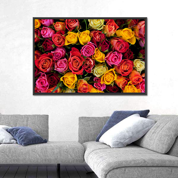 Colorful Roses Bouquet Canvas Wall Art