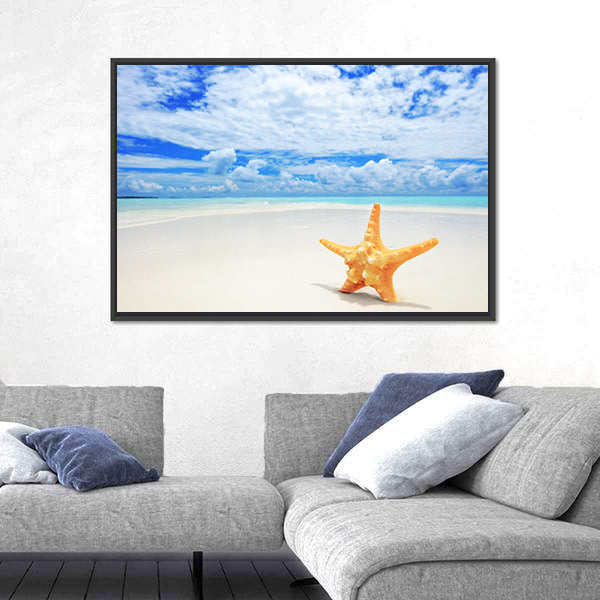 Starfish On Beach At Kuredu Island Maldives Canvas Wall Art