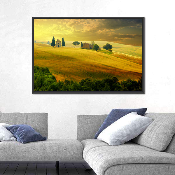 Tuscany At Sunset Canvas Wall Art