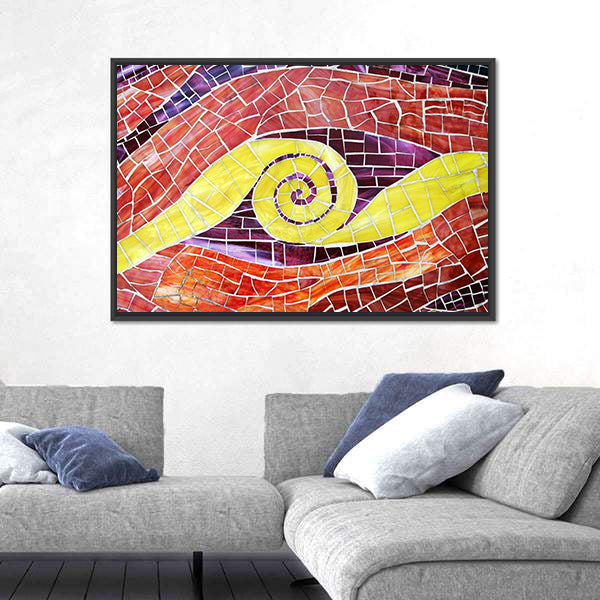 Colorful Mosaic with Yellow Spiral Canvas Wall Art