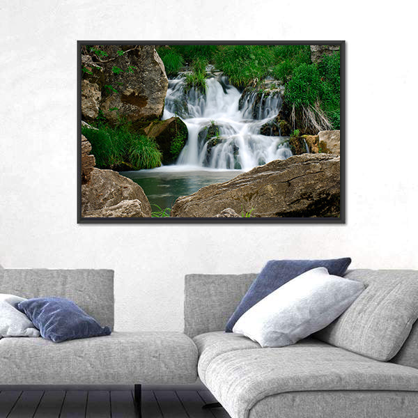 Small Forest Waterfall Canvas Wall Art