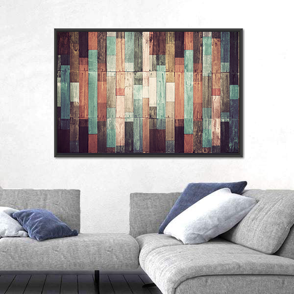 Distressed Reclaimed Wood Plank Pattern Canvas Wall Art