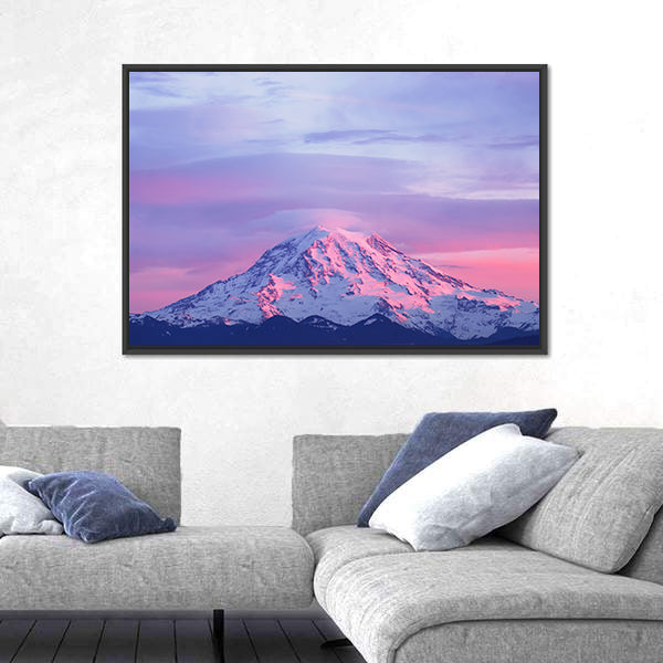 Sunset light On Mount Rainier Canvas Wall Art