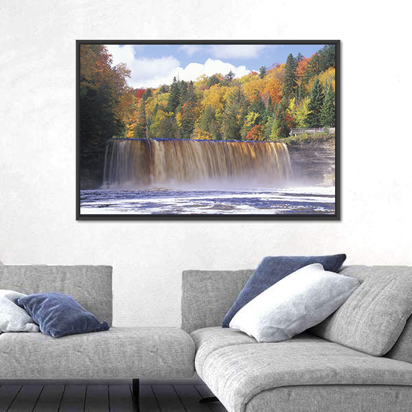 Autumn Waterfall in Michigan Canvas Wall Art