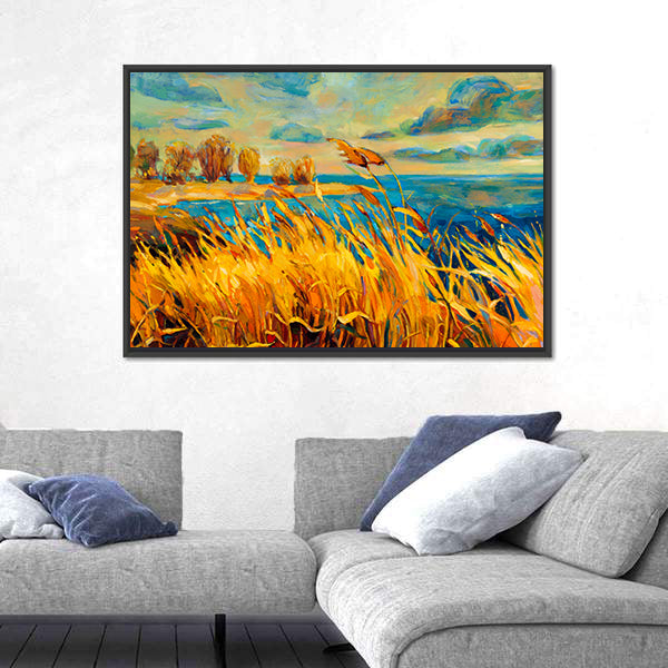 Sunset Over Lake Canvas Wall Art