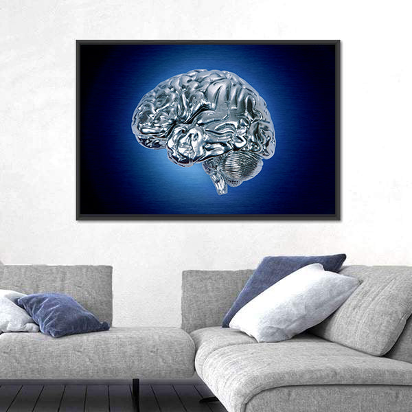 Chrome Brain Profile Canvas Wall Art