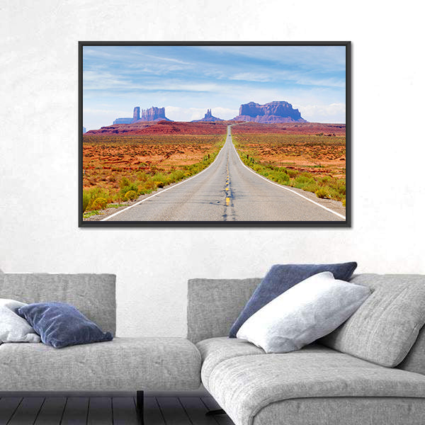 U.s. Route 163 Through Monument Valley Canvas Wall Art
