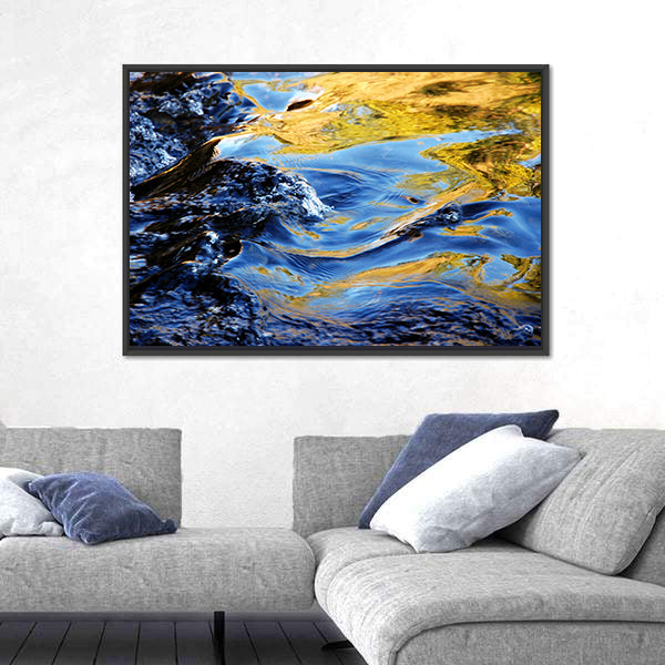 Autumn Trees In Mountain Stream Water Canvas Wall Art