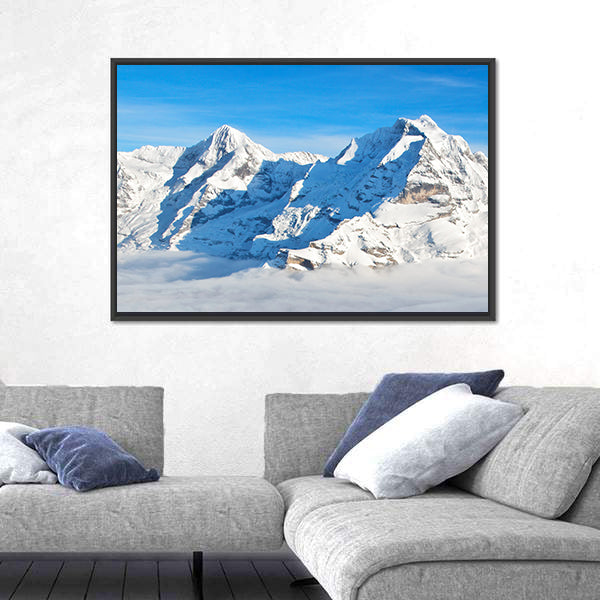 Swiss Alps In Winter Canvas Wall Art