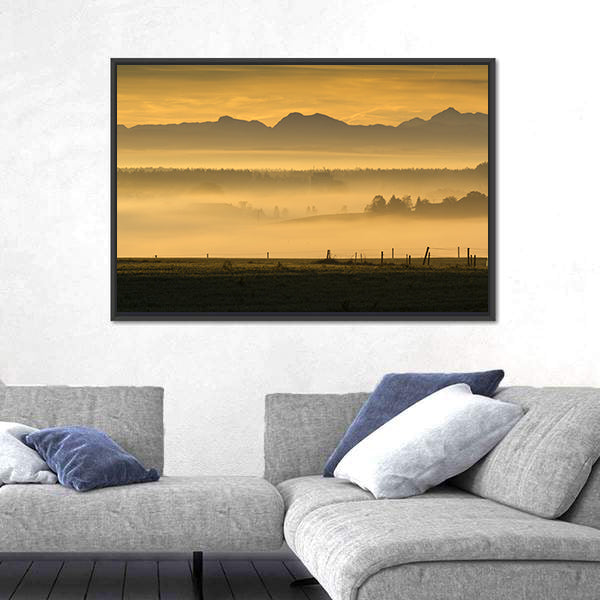 Sunrise Over The Alps In Bavaria Germany Canvas Wall Art
