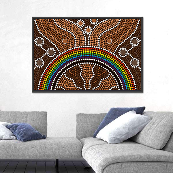 Aboriginal Rainbow Dot Painting Canvas Wall Art
