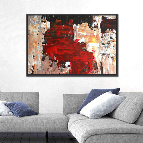 Bold Impasto Abstract in Red and Black Canvas Wall Art