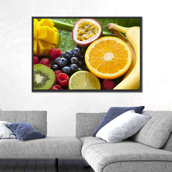 Fresh Tropical Fruit Still Life Canvas Wall Art