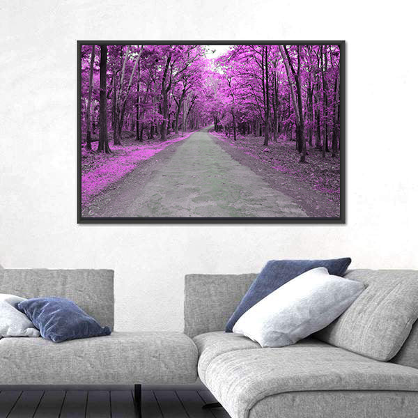 Forest Road In Autumn Canvas Wall Art