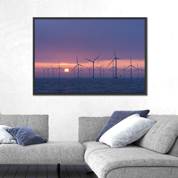 Lillgrund Offshore Wind Farm At Daybrake Canvas Wall Art
