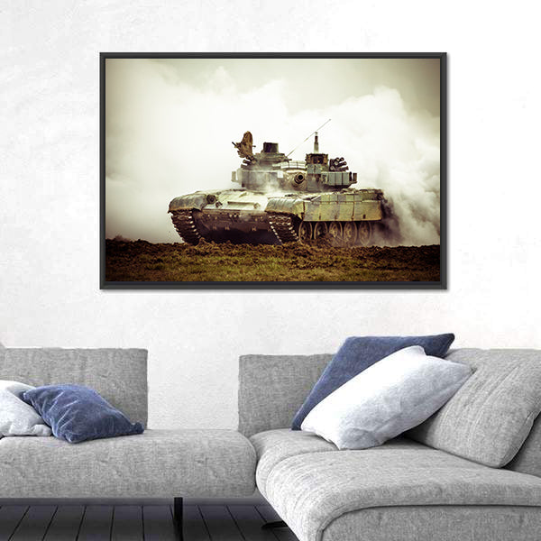 Main Battle Tank in Action Canvas Wall Art
