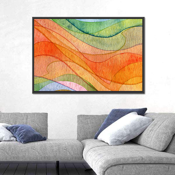 Colorful Watercolor Wave Abstract Canvas Wall Art