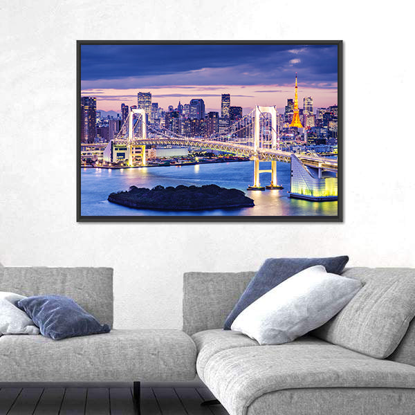 Rainbow Bridge Over Tokyo Bay Canvas Wall Art