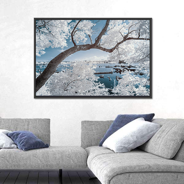 Landscape Of Forest And Pond Canvas Wall Art