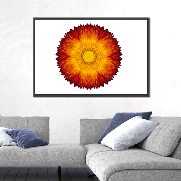Kaleidoscopic Strawflower Mandala Canvas Wall Art