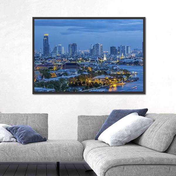 Grand Palace At Twilight In Bangkok Canvas Wall Art