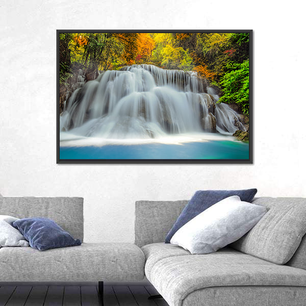 Tropical Waterfall In Thailand Canvas Wall Art