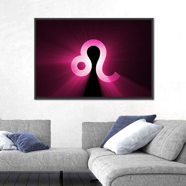 Glowing Leo Zodiac Symbol Canvas Wall Art