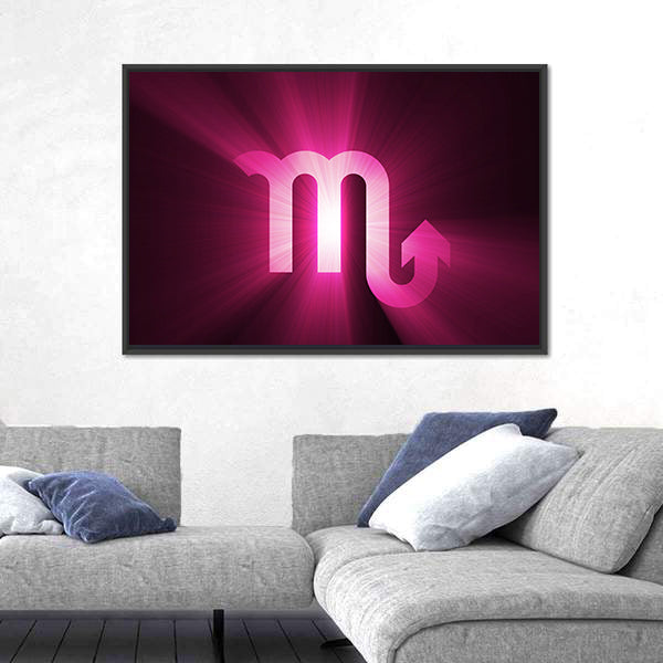 Glowing Scorpio Zodiac Glyph Canvas Wall Art