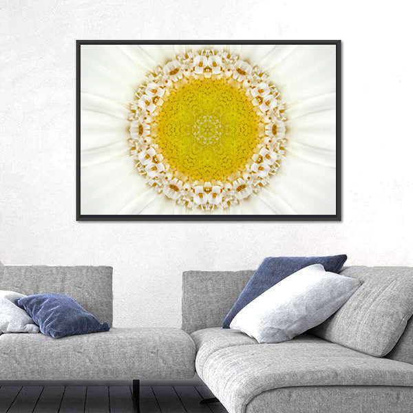 White Concentric Flower Canvas Wall Art