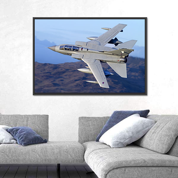 Tornado Gr4 Fighter Jet Over Mountains Canvas Wall Art