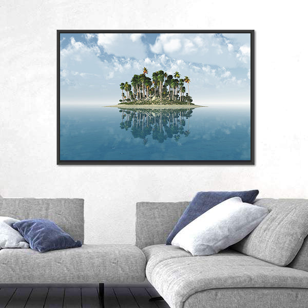 Tropical Island with Mirror Reflection Canvas Wall Art