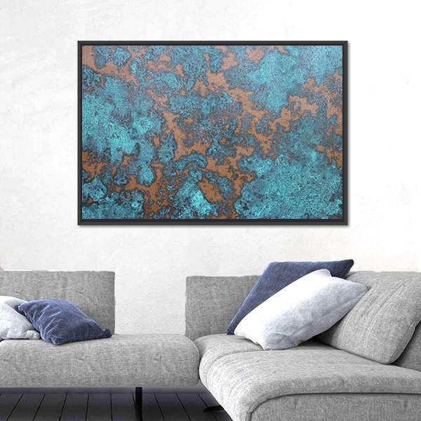 Aqua Rust Abstract Canvas Wall Art