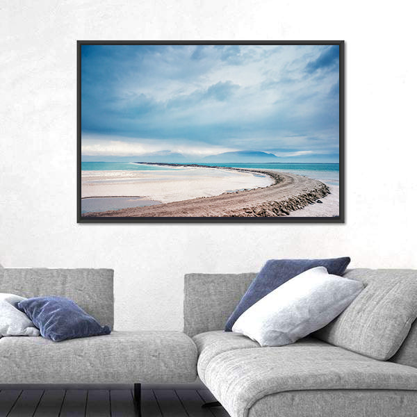 Dead Sea Coastline with Jordan Mountains Canvas Wall Art