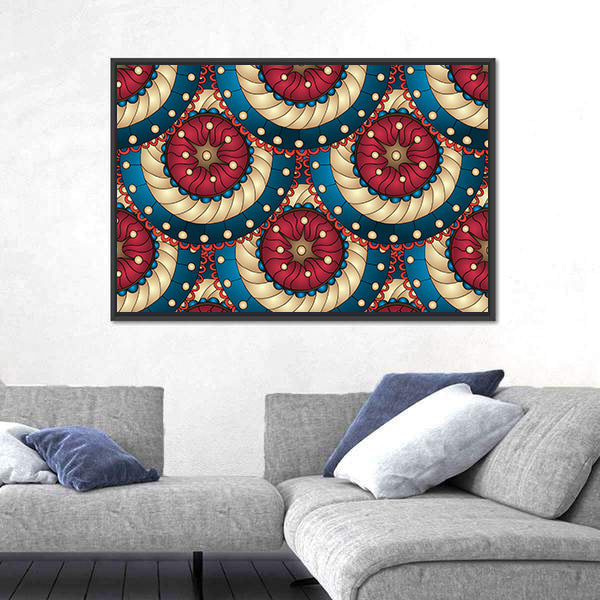 Blue and Gold Mandala Medallions Canvas Wall Art