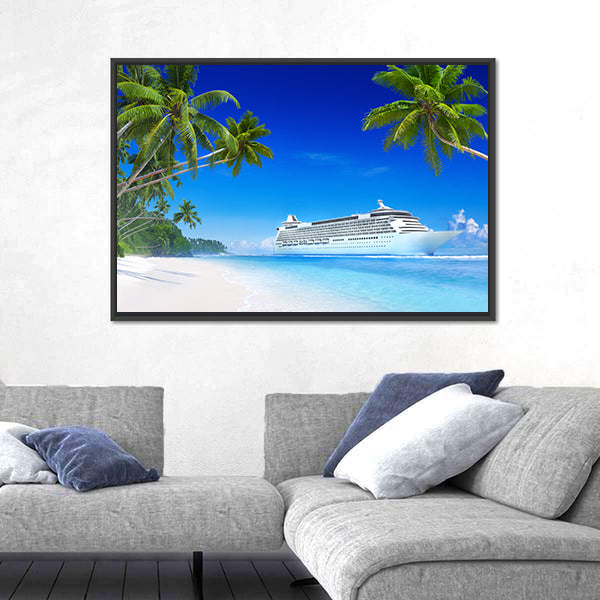 Cruise Ship in Tropical Waters Canvas Wall Art