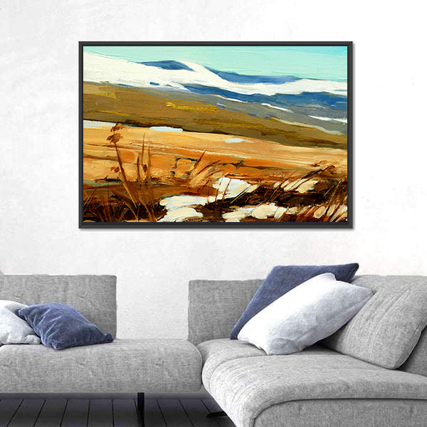 Winter Snow-capped Hills Landscape Canvas Wall Art