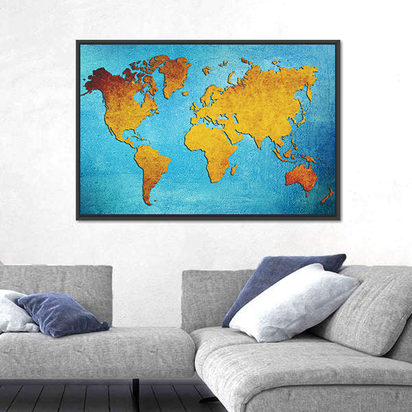 Grunge World Map Canvas Wall Art
