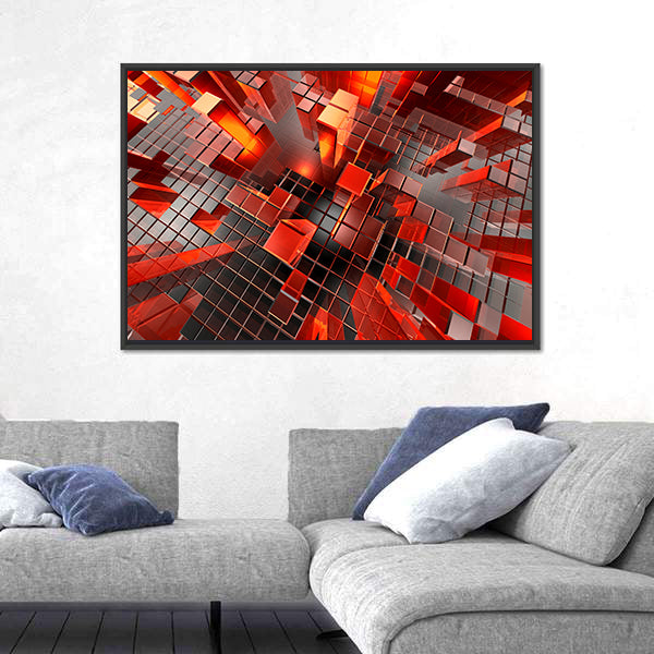 Futuristic Geometric City Blocks Abstract Canvas Wall Art