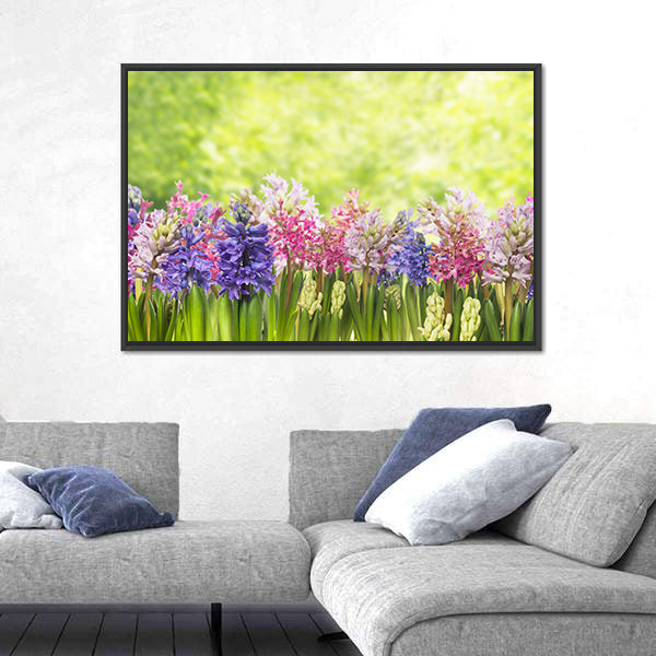 Blooming Spring Hyacinths Flowers Plant In Garden Canvas Wall Art